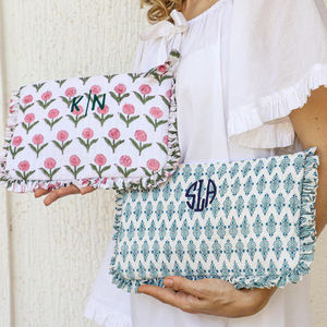 Sac de maquillage personnalisé à volants avec nom, imprimé en bloc, pour femmes, vente en gros - Product Image 6