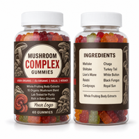 Gummies aux champignons purs haute puissance Cordyceps, Crinière de lion, Ganoderma Lucidum pour la concentration, 60 unités, Fabrication sous marque privée