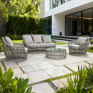 New Design Outdoor Furniture Waterproof Hotel Villa Leisure 4 Piece Semicircle <b>Rattan</b> Patio Garden Set - Product Image 3