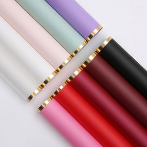 Papier d'emballage pour fleurs en film plastique brillant avec bordure dorée, imperméable, de luxe, 58*58 cm, pour célébration de mariage - Product Image 6