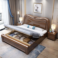 Ensemble de meubles de chambre à coucher avec lit king-size/double en bois massif de noyer moderne personnalisé