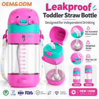Bouteille à paille anti-fuite personnalisée pour tout-petits avec paille lestée et couvercle pop-up 260ml 340ml OEM ODM