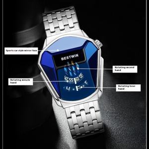 BESTWIN <span class=keywords><strong>orologio</strong></span> al quarzo in lega di diamanti per gli uomini che chiacchierano con quadrante in acciaio inossidabile 43mm cinturino <span class=keywords><strong>elegante</strong></span> per coppie - Product Image 3