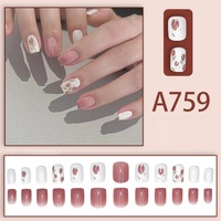 Faux ongles à presser motif tulipe florale, frais et élégants, amovibles pour femmes, pour manucure quotidienne et kit de nail art