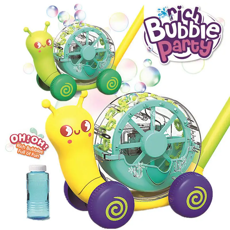 어린이 야외 귀여운 달팽이 트롤리 버블 송풍기 기계 장난감 거품 잔디 깎는 기계 전기 비누 물 장난감