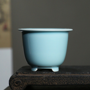 Maceta de cerámica para bonsái, pequeña, estilo chino tradicional, con diseño de flor de cerezo, para plantas de interior. - Product Image 4