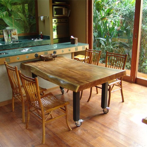 Cuisine moderne industrielle de luxe bon marché de haute qualité Offre Spéciale à manger de forme naturelle plateau de table solide <span class=keywords><strong>dalle</strong></span> de <span class=keywords><strong>bois</strong></span> - Product Image 3