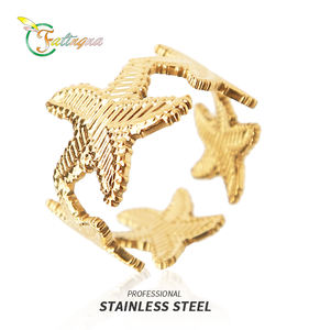 Fatingna 세련된 트렌디 조정 가능한 티타늄 스틸 링 개인 이름 금도금 스테인레스 스틸 속지 고유 번호 보석 - Product Image 2