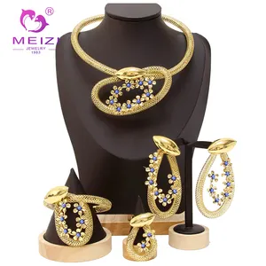 Meizi đồ trang sức thời trang mới nhất Dubai 24K mạ vàng saudi arabia Bộ đồ trang sức cưới Bộ Dubai Bridal