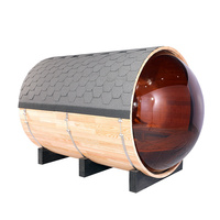 Pièce entière bois cèdre rouge 4 personnes baril traditionnel sauna extérieur toit de bardeaux d'asphalte avec forme incurvée