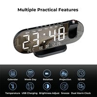 Nouvelle Horloge Réveil Numérique Intelligente à LED pour la Maison, Grand Écran, Projection Miroir, Mémoire de l'Heure, Calendrier, Réglable