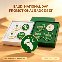 Broches aimantées personnalisées en métal avec drapeau d'Arabie Saoudite, emblèmes de la Journée Nationale, pour l'amitié, vente en gros