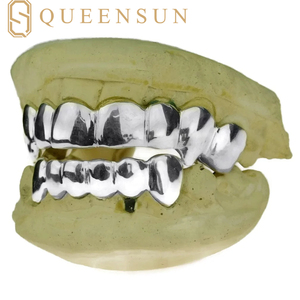 Queensun Fine Jewelry Hip Hop Teeth <span class=keywords><strong>Grillz</strong></span> 925 Sterling Silver Silver Plated Heavy Duty Unisex 5G Weight - Product Image 3