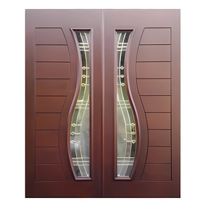 Puerta Doble de Acero Contemporánea con Paneles de Vidrio Decorativos para Uso Exterior - Product Image 2