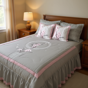 Juego de Edredón Brigitte King Size con Bordado Floral Estilo Princesa, 4 Piezas, Ropa de Cama para el Hogar - Product Image 2