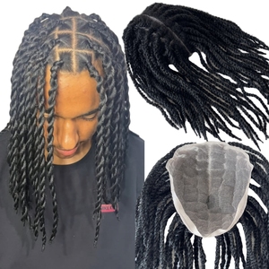 Reemplazo <span class=keywords><strong>de</strong></span> Cabello Humano Virgen Brasileño # Postizo <span class=keywords><strong>de</strong></span> Cabello Afro Trenzado <span class=keywords><strong>de</strong></span> 14 Pulgadas, Color Negro Azabache, con Encaje Completo <span class=keywords><strong>para</strong></span> <span class=keywords><strong>Hombres</strong></span> Negros - Product Image 1