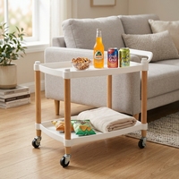 Chariots en plastique pratiques de style nordique avec pieds en bois pour cuisine et salon – Offre populaire