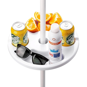 Accessoires de parapluie de plage rond blanc plateau de Table de porte-gobelet de parapluie de plage de haute qualité pour piscine extérieure - Product Image 1