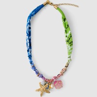 Modeketting Kleurrijk Gevlochten Koord ZeeSter Schelp Vis Uniek en Artistiek Elegant Fris Zoet RVS 18k