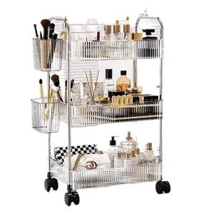 Chariot de rangement à 3 niveaux en acrylique transparent, mobile, pour cosmétiques, idéal pour salons de manucure et instituts de beauté - Vente chaude - Product Image 4
