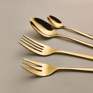 Ensemble de cuillères et de fourchettes en acier inoxydable doré Royal 12 pièces de haute qualité, passe au lave-vaisselle - Product Image 1