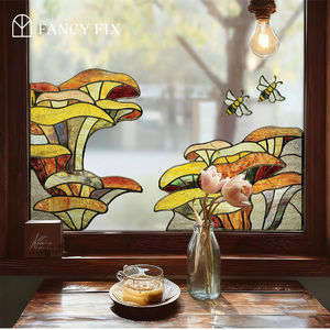 Autocollants décoratifs pour fenêtres en forme de champignons intéressants, autocollants statiques, film décoratif pour verre pour appartement - Product Image 6