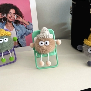 Anillo de Metal dorado negro Sombrero de lana lindo y adorable Bola de carbón pequeña Muñeca de peluche de dibujos animados Juguete Estatuilla Bolsa Colgante Llavero - Product Image 5