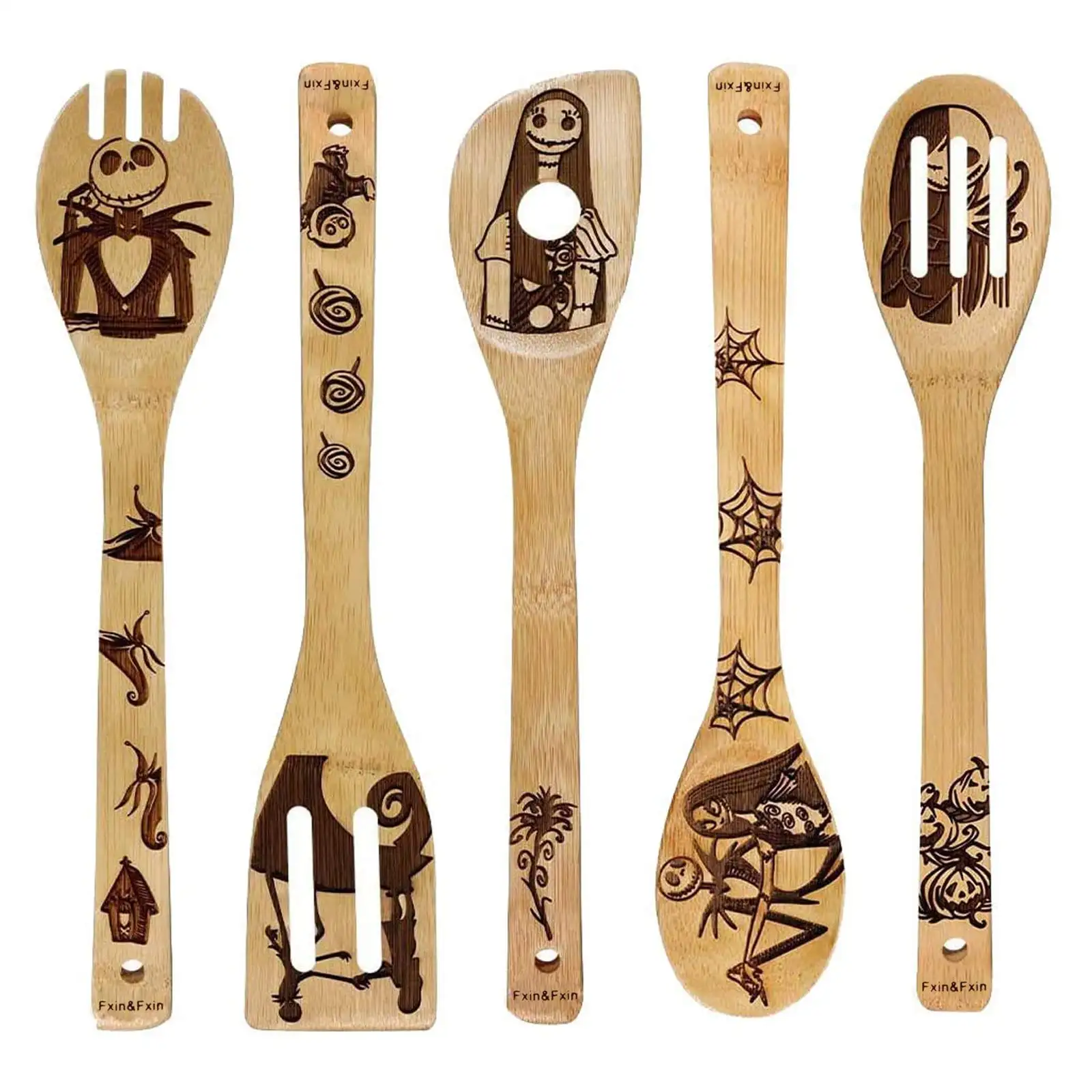 OEM Logo Non-Stick Spatulas Spoon Bamboo Cookware tool set Household Bamboo Kitchen Utensils