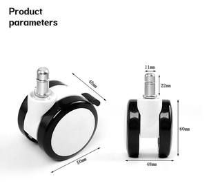 <span class=keywords><strong>Roulettes</strong></span> de chaise personnalisées de 2 pouces, remplacement pour bureau à domicile, noires, capacité de charge de 40 kg, <span class=keywords><strong>roulettes</strong></span> pivotantes en polyuréthane PU - Product Image 3