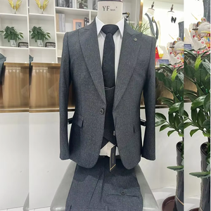 Traje clásico de 3 piezas para <span class=keywords><strong>hombre</strong></span> con solapa, chaqueta frontal plana de un botón, trajes de negocios informales para <span class=keywords><strong>hombre</strong></span>, chaqueta de talla grande, pantalones, chaleco - Product Image 1