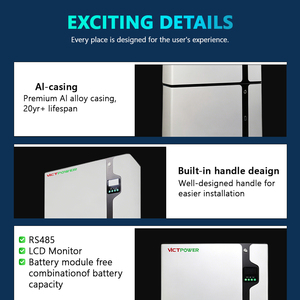 VICTPOWER Stackable Home Energy Storage System 5kWh LiFePO4 <b>Battery</b> With 5kW Hybrid Solar Inverter Off Grid Residential <b>Backup</b> - Product Image 5