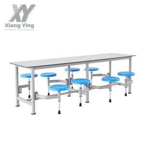 Mesa y sillas rectangulares de acero inoxidable para cafetería escolar Xiang Ying XY-020820 para estudiantes y personal - Product Image 1
