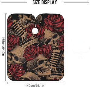 Capa de peluquero resistente al agua vintage con calaveras y rosas Delantal de corte de pelo de poliéster para hombres y mujeres Afeitado de barba Corte de pelo - Product Image 5