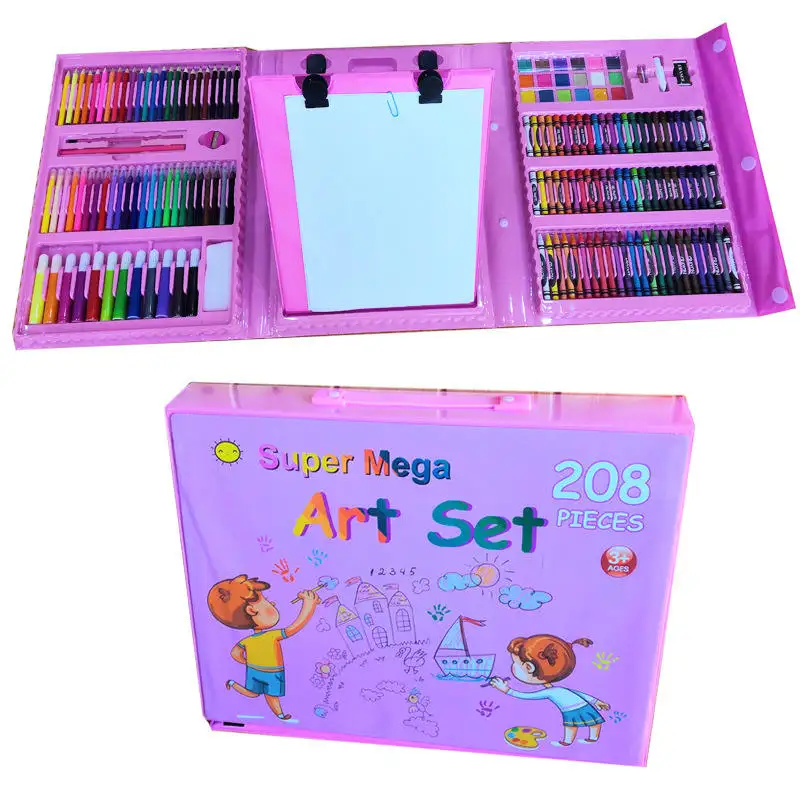 Wholesale Kids Watercolor Paints Super Mega Art 208 Pcs Gift Set Creativity Set Gifts With Coloring Drawing Case Pencil Crafts