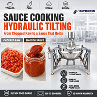 Wajan Pengaduk Industri untuk Pabrik Makanan 200L Stainless Food Grade Pemanas Uap Pengeluaran Hidrolik Saus Pengolahan Pasta