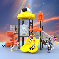 Equipo de Juegos Infantiles para Exteriores con Temática de Robots, con Tobogán de Plástico y Escaleras, para Jardín de Infancia y Uso Comercial en Parques Públicos