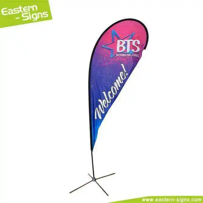 Custom promotional beach flag feather banner flag kit with ground spike teardrop flags for sale
