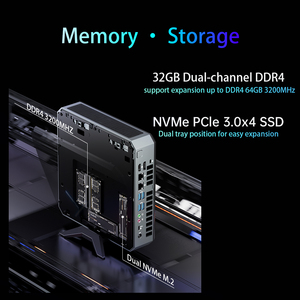 Xcy chơi game mini PC AMD R7 5800H rx6400 <span class=keywords><strong>ddr6</strong></span> 4G 2 DDR4 M.2 SSD kép 2.5g Ethernet mini máy tính để bàn Máy Tính Game Thủ trò chơi - Product Image 3