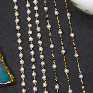 Chaîne en métal Kc avec perles d'imitation 4mm 6mm plaqué or, accessoire de coiffure DIY, chaîne à pampilles pour coiffures, lunettes et pendentifs - Product Image 4