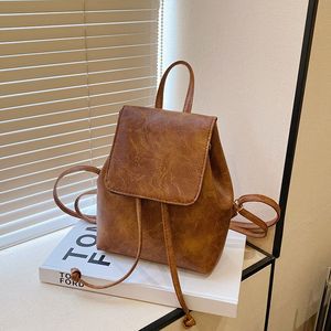 Bolso de Maternidad Artístico Marrón Miniatura con Cordón, Mochila de Mujer, Estilo Nuevo Primavera-Verano, Versátil, Retro, Bolso de Hombro Individual - Product Image 4