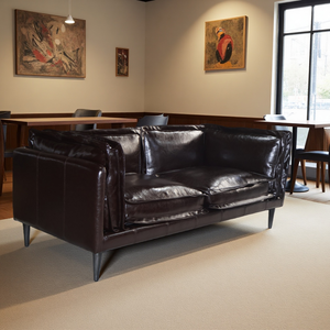 Canapé en cuir véritable vintage <span class=keywords><strong>à</strong></span> vendre, canapé lounge en cuir de vache, canapé 2 places pour salon, appartement, café, boutique, style rétro - Product Image 3