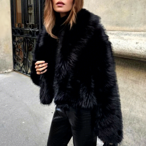 OFTBUY Abrigo de Piel Sintética de Zorro para Mujer, Chaqueta Corta de Invierno Cálida y Gruesa con Cuello Chalín y Manga Murciélago, Estilo Urbano, OEM Personalizado, MOQ Bajo, Envío Rápido - Product Image 5