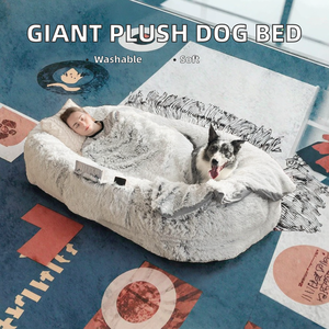 Luxus Mode Solid Pattern Moderner Stil Riesige Große Riesige Plüsch Baumwolle Boucle Tragbares Hunde bett Menschliche Größe In Karton verpackt - Product Image 2