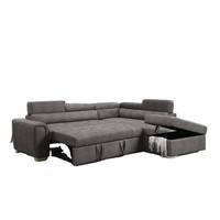 Modernes L-förmiges Ausziehbares Schlafsofa mit Gesteppter Leinenpolsterung für Wohnzimmer