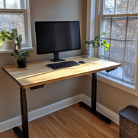 Bureau debout en bois massif avec 2 moteurs réglable en hauteur pour meubles de bureau à domicile finition UV couleur naturelle