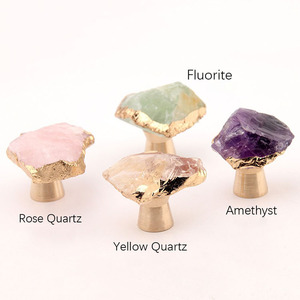 Light Luxury Amethyst Crystal Fluorite Brass Handle <strong>Knob</strong> Drawer Wardrobe <strong>Door</strong> Furniture Drawer Shoe Cabinet Handle <strong>Knob</strong> - Product Image 4