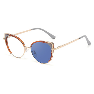 Nuevas gafas de sol estilo ojo de gato para mujer, con lentes de PC UV400, montura de plástico y metal, patillas elásticas con resorte, estilo moderno para exteriores. - Product Image 3