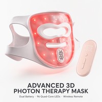 Máscara Facial LED de Terapia de Luz Roja Infrarroja Profunda 3D Inalámbrica EYCO con Compresa de Hielo, 415nm 630nm 850nm
