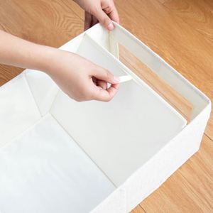 Cotton and Linen Fabric <b>Storage</b> Basket <b>Collapsible</b> Mesh Transparent Visual Window PP Board <b>Storage</b> <b>Boxes</b> Washable Home Organizer - Product Image 3