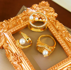 Anillos de Perlas Vintage de Dubái para Mujer, Elegantes Anillos de Compromiso de Moda Chapados en Oro de 21k, Joyería Clásica para Fiesta - Product Image 6